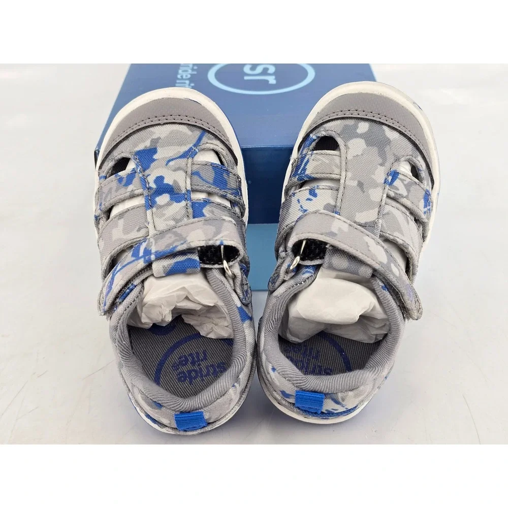 Stride Rite Hadley‎ 2.0 Boys 5.5M Grey Camo Hook Loop Sandals -NEW